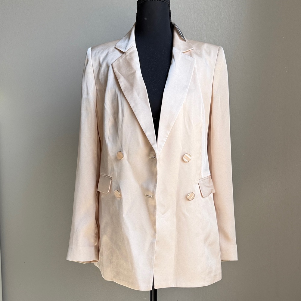 Express Cream Double-Breasted Blazer